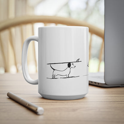 Surfing Dog - Ceramic Coffee Cups, 11oz, 15oz